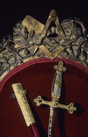 France, Paris (75), rue Cadet, musée du Grand Orient de France, épée maçonnique de Lafayette