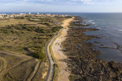 France, Vendée (85), Les-Sables-d'Olonne, plage de la Paracou (vue aérienne)