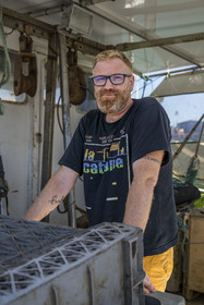 France, Charente Maritime, Oleron island, port of La Cotinière, fisherman Yoann Crochet on his trawler L'Univers