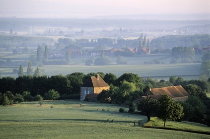 France, Saone et Loire, Mâconnais, a scenery of Chapaize region at early morning