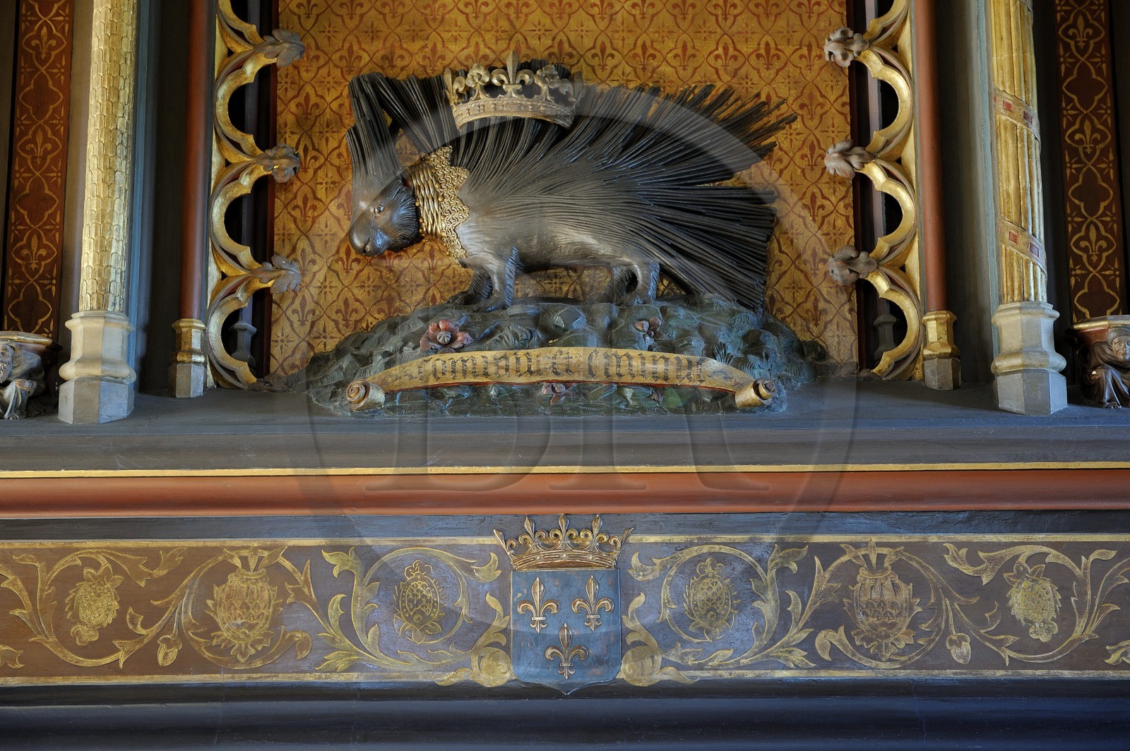 France, Loir-et-Cher (41), Vallée de la Loire classée Patrimoine Mondial de l'UNESCO, château de Chaumont-sur-Loire, le hérisson royal dans le salon de la princesse