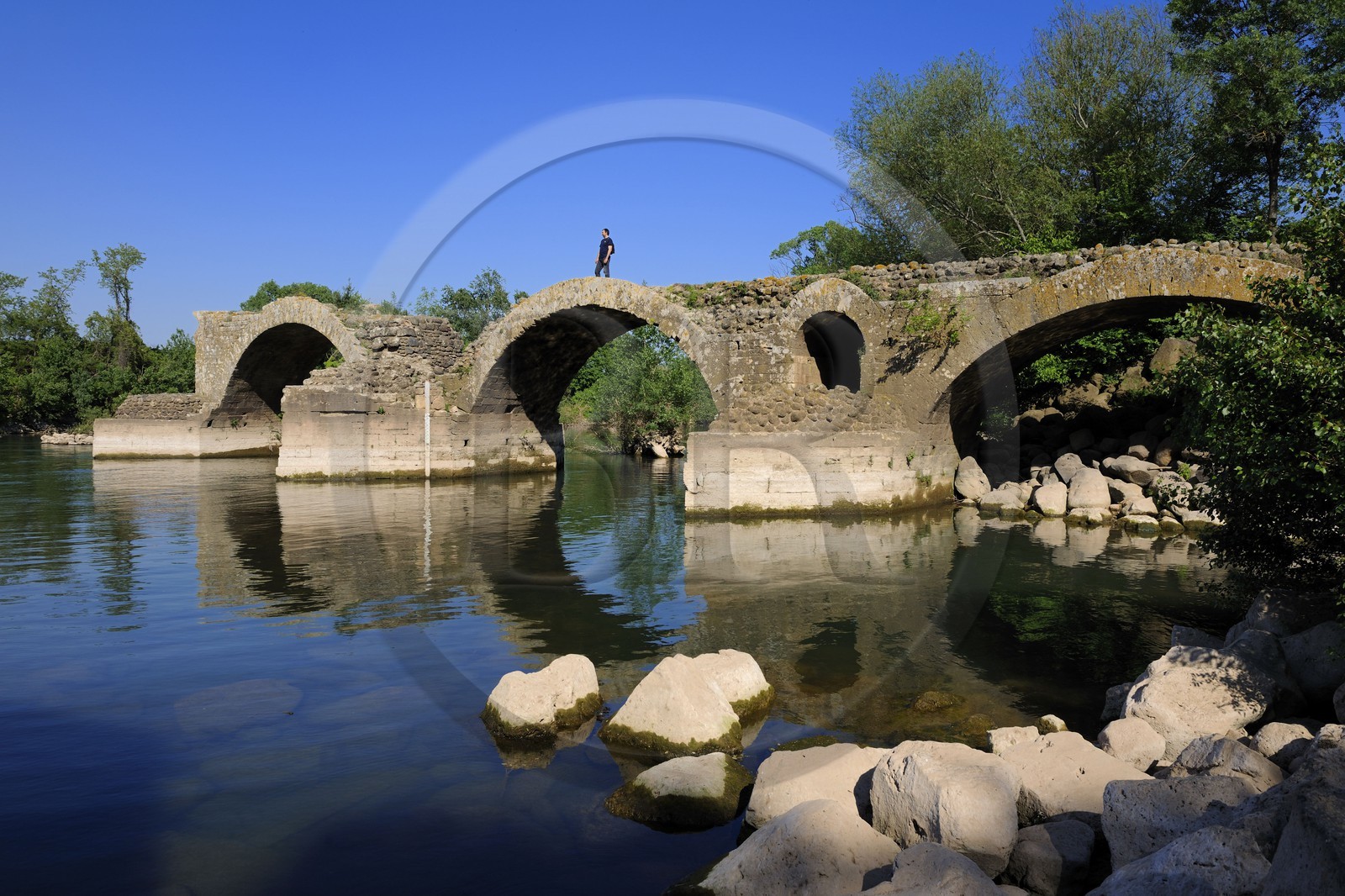 France, Herault, the Roman Bridge of St. Thibery allowed the Via Domitia to cross the river Herault
