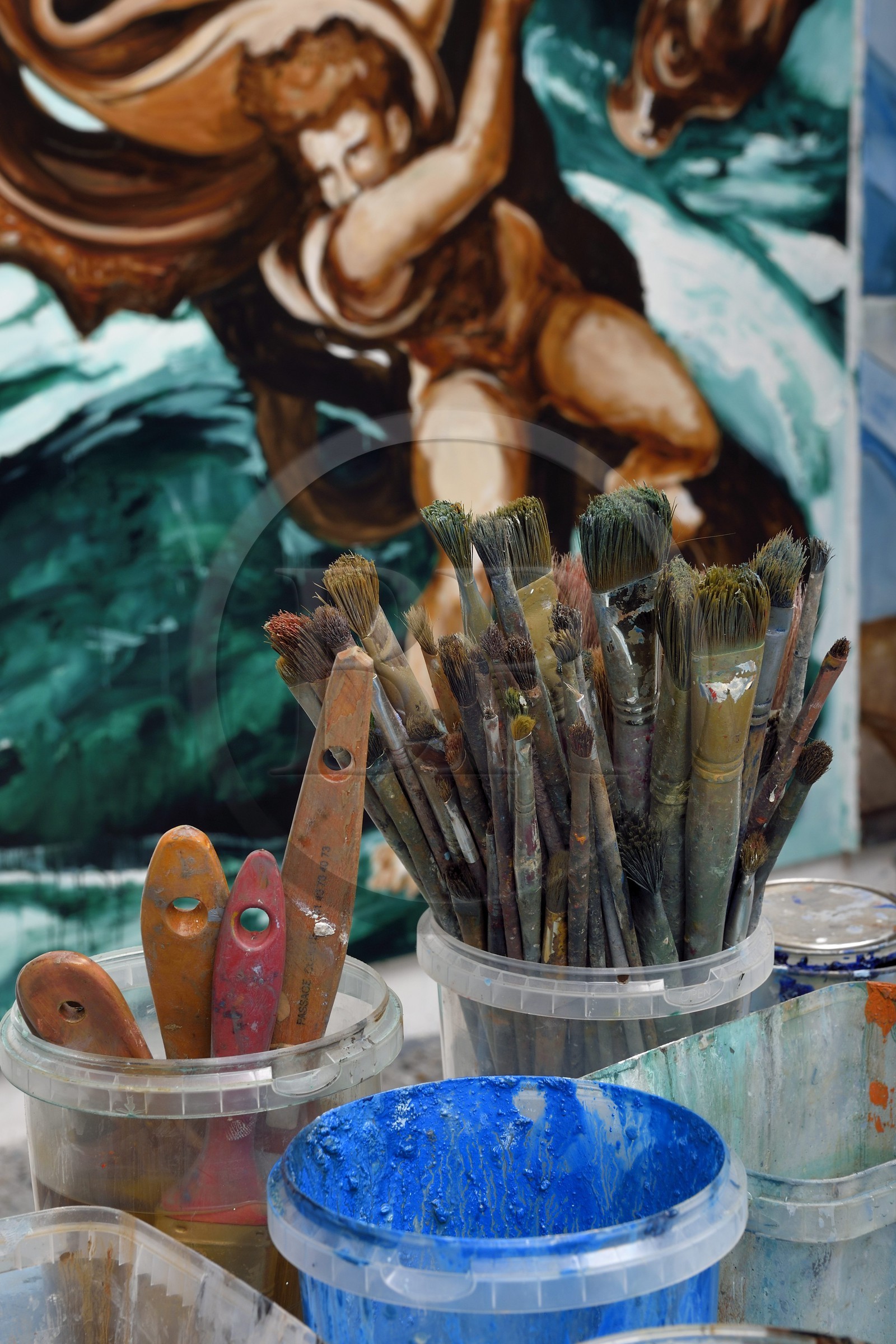 France, Val-de-Marne (94), Yvry-sur-Seine, Atelier de Fred Kleinberg, travail pour l'exposition Odyssée