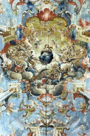 Brésil, Etat du Minas Gerais, ville de Ouro Preto, centre historique classé Patrimoine Mondial de l 'UNESCO, plafond peint de igreja de Sao Francisco de Assis, église Saint-François d'Assise (Route de l'or, Estrada Real)