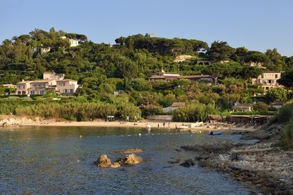 France, Var, Saint-Tropez, the Graniers beach and its beach restaurant