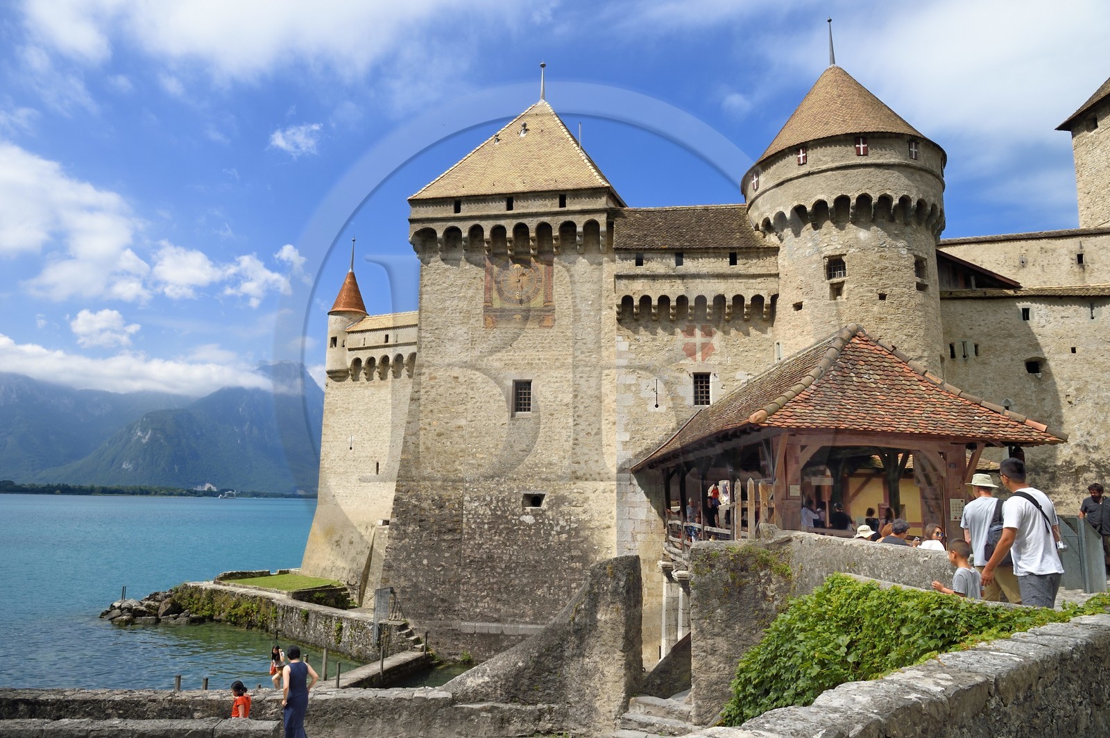 Suisse, Canton de Vaud, Veytaux, chateau Chillon sur les rives du lac Léman