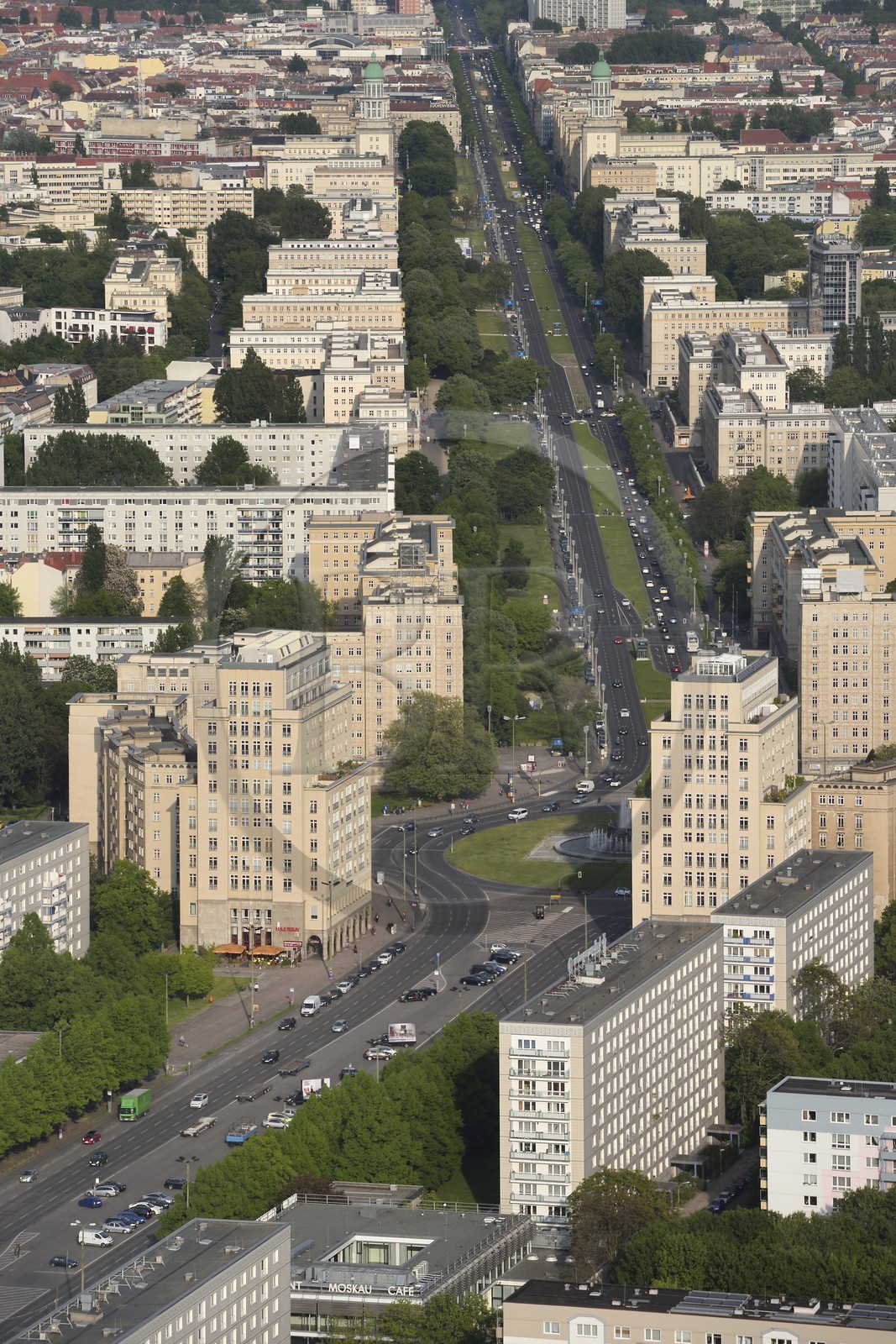 Germany, Berlin, Karl-Marx Allee is the largest artery of the country leading from Alexanderplatz to Frankfurter Tor and the communist regime annually paraded his army there