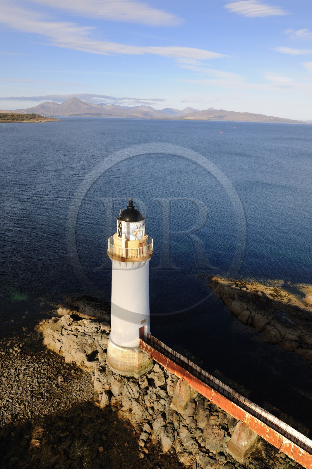 United Kingdom, Scotland, Highlands, Hebrides, Isle of Skye, lighthouse under the bridge at Kyle of Lochalsh