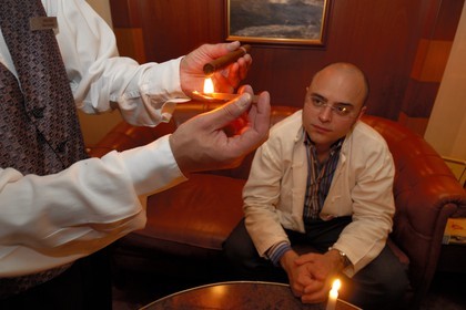 Italie, croisière à bord du Silvershadow de la compagnie Silversea, dans le salon à cigares