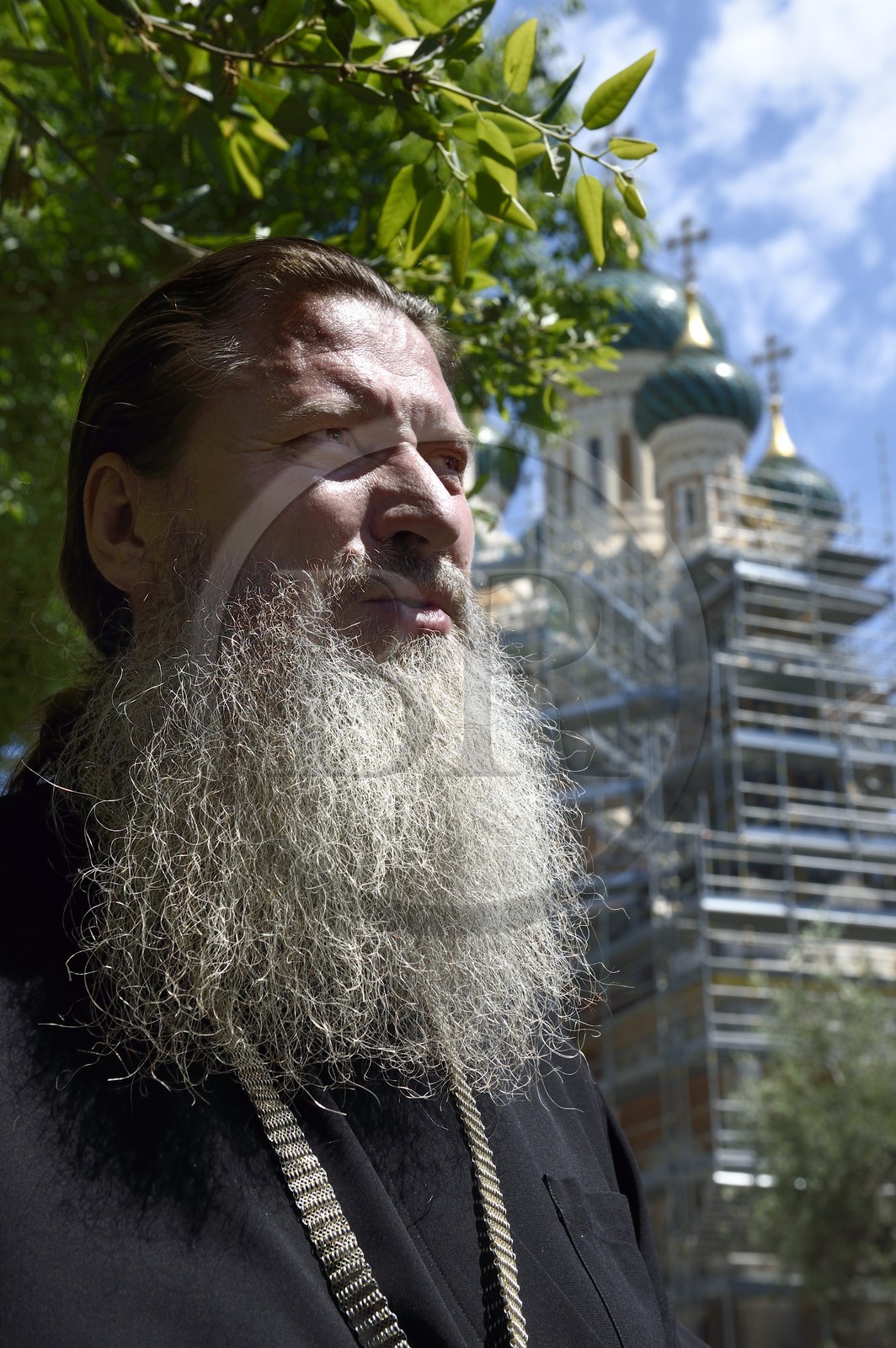 France, Alpes-Maritimes (06), Nice, l'archimandrite Alexandre (Elisov) recteur de la cathédrale orthodoxe russe Saint-Nicolas