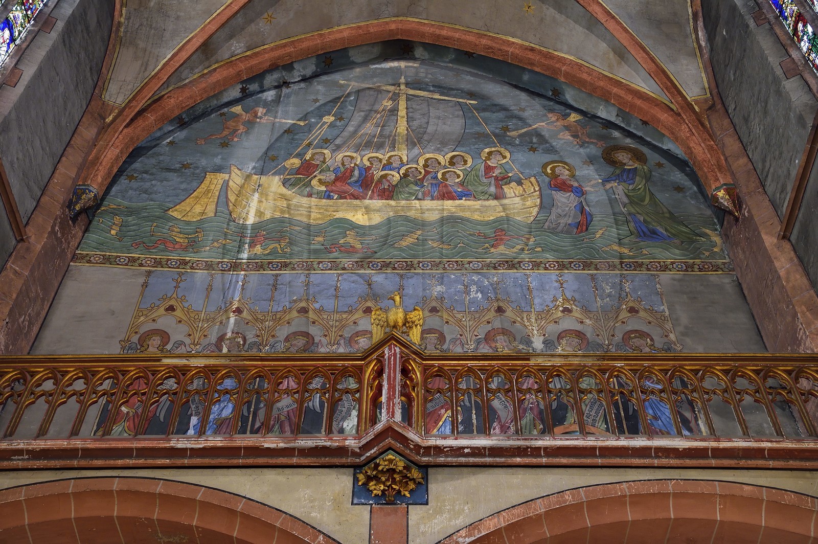 France, Bas Rhin, Strasbourg, old town listed as World Heritage by UNESCO, Saint Pierre le Jeune protestant church, replica of Giotto's Navicella