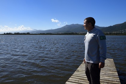 France, Haute Corse, the pond of Biguglia (Stagnu di Chiurlinu), nature reserve of Corsica (RNC), Nature Reserve of the Pond of Biguglia Ecomuseum, the head of Service Francois Pasquali