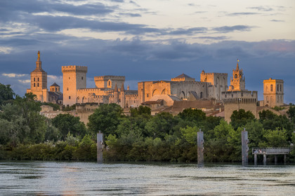 France, Vaucluse, Avignon, the Doms Cathedral and the Palais des Papes (Palace of the Popes) listed as World heritage by UNESCO, on the banks of the Rhone river