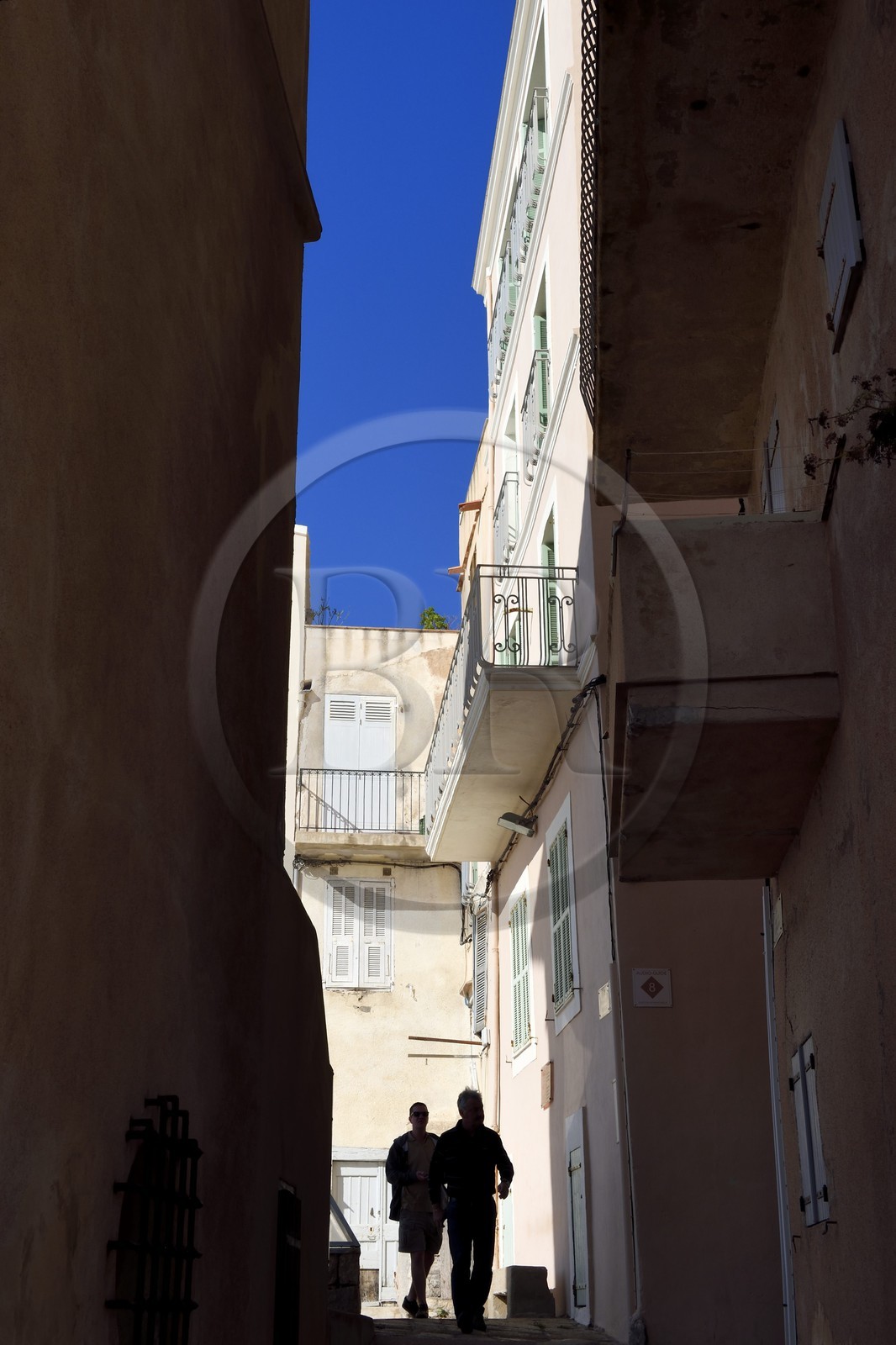 France, Corse du Sud, Bonifacio, Upper Town narrow alley
