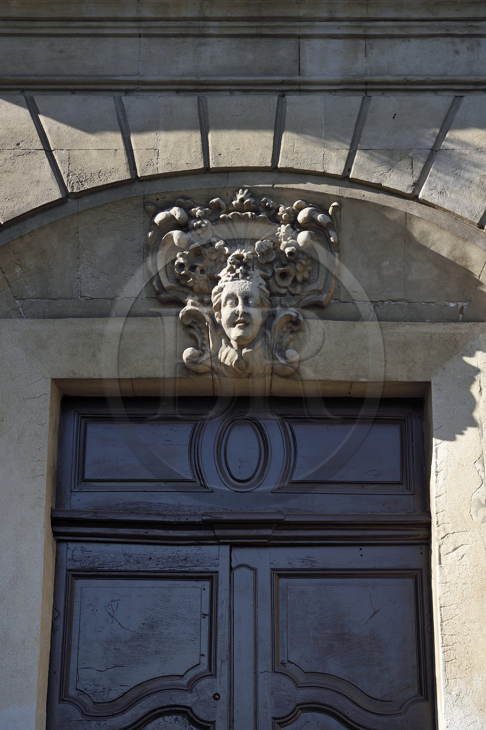 France, Bouches-du-Rhône (13), Arles, porte d'un hotel particulier au 25 rue du Grand Prieuré