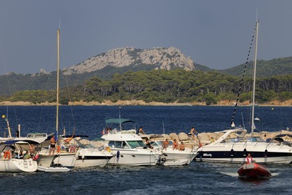 France, Var (83), Iles d'Hyères, parc national de Port-Cros, île de Porquerolles, le port