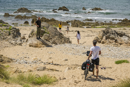 France, Vendée (85), île de Noirmoutier, Noirmoutier-en-l'Ile, plage des Lutins, randonnée à bicyclette