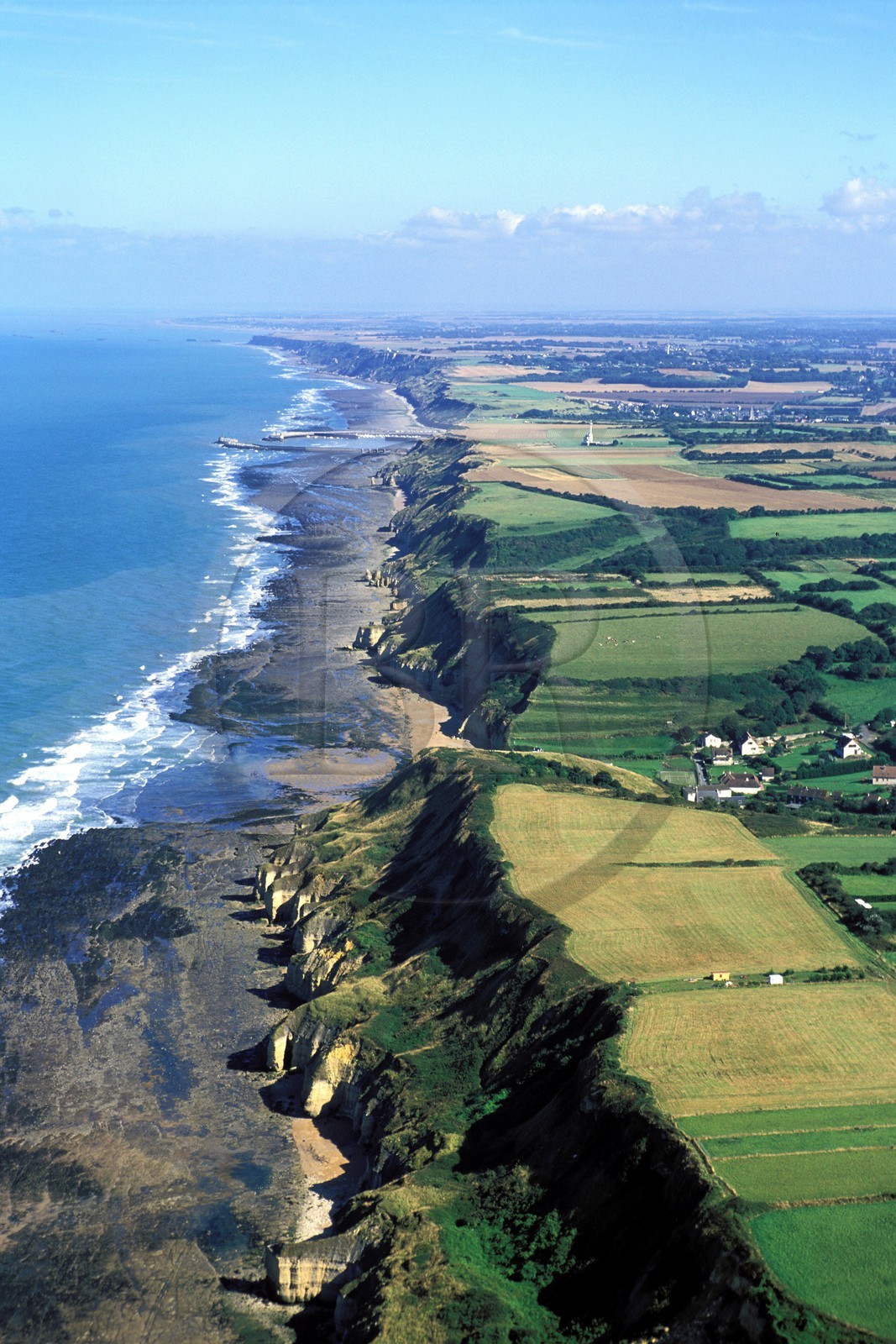 France, Calvados, Omaha beach, one of the beaches of the Normandy landings during the Second World War (aerial view)