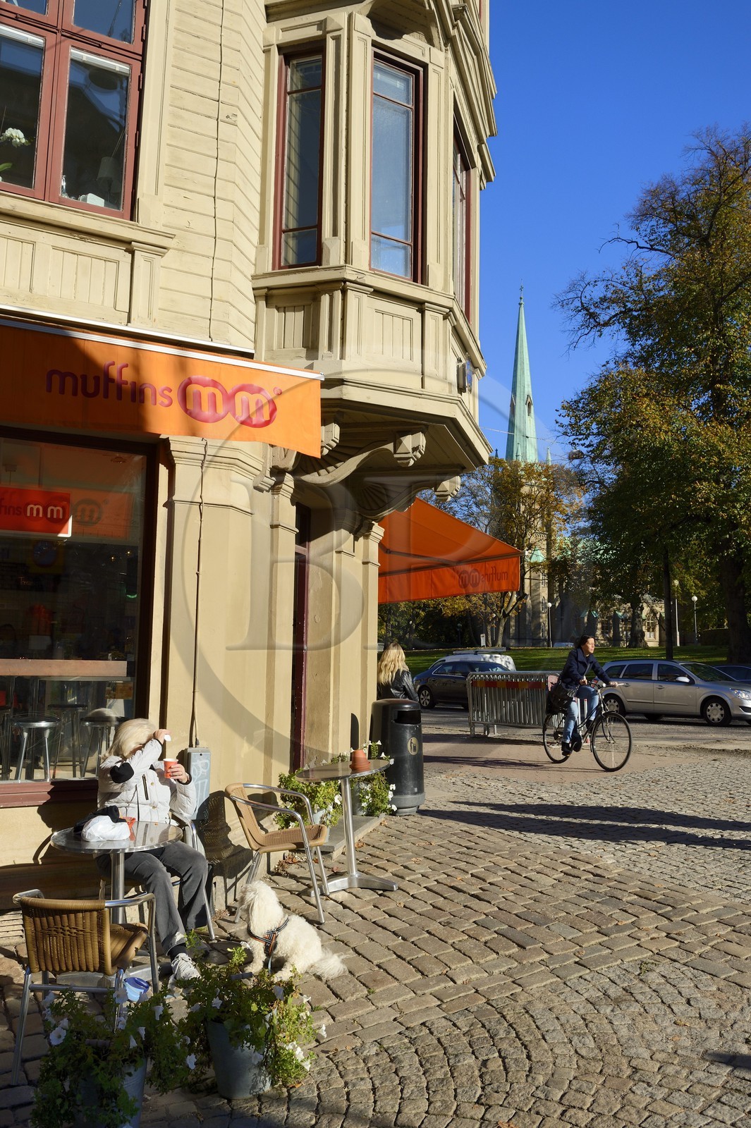 Sweden, Västra Götaland, Göteborg (Gothenburg), Haga district, Haga Nygata street and Haga church in the background