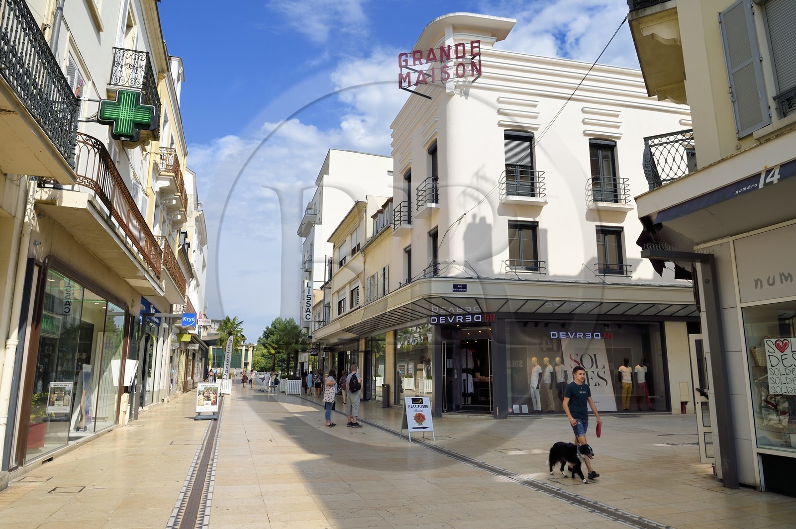 France, Allier (03), Vichy, Art Deco building rue de l'Hotel des Postes, pedestrian and shopping