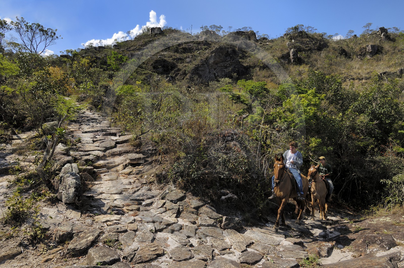 Brazil, Minas Gerais state, Tirandentes, riders on the former Gold Route (Estrada Real)