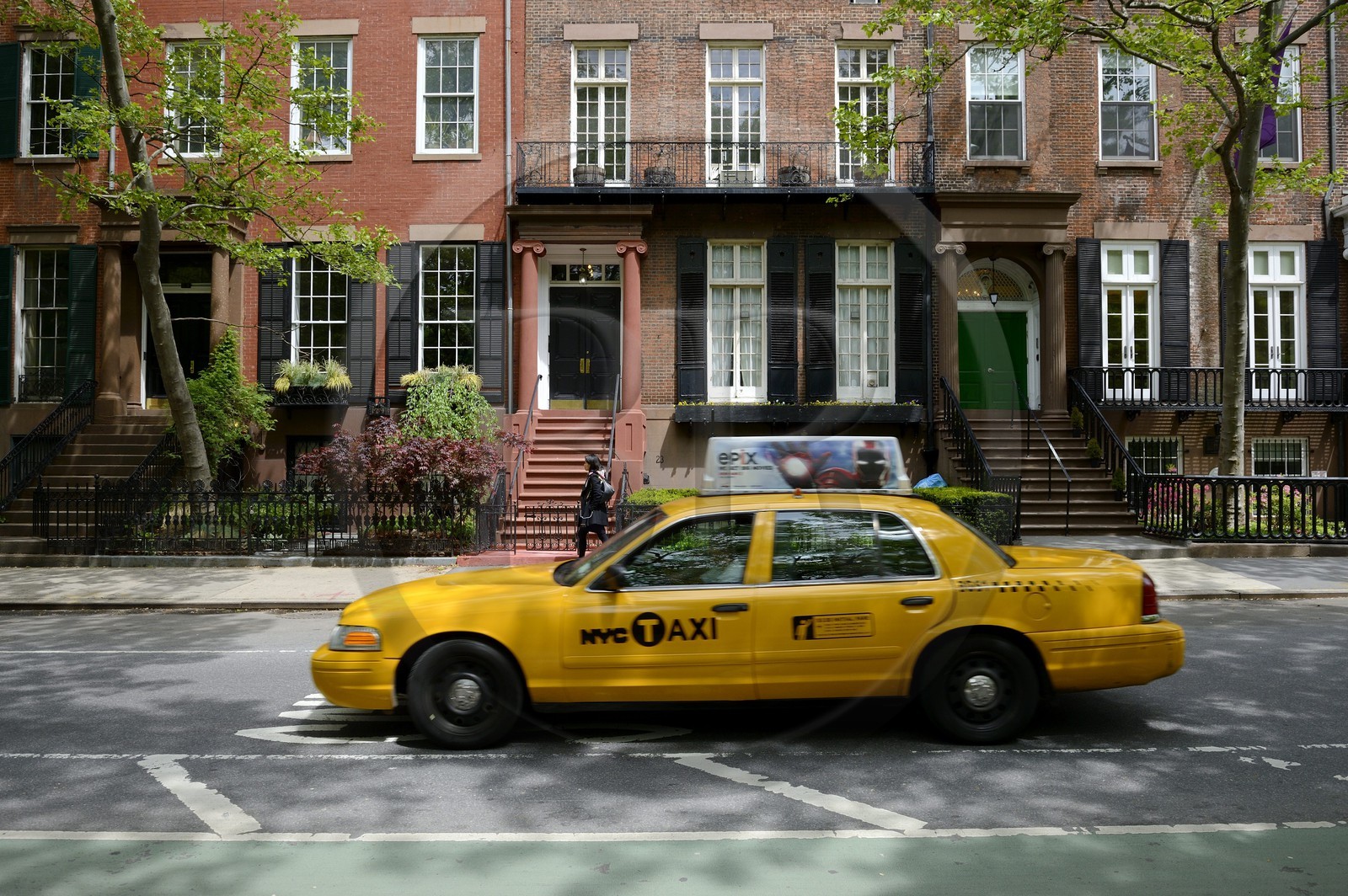 Etats-Unis, New York, Manhattan, Greenwich village, rue Washington Square North, hotels particuliers (townhouses) de style greek revival construits vers 1830