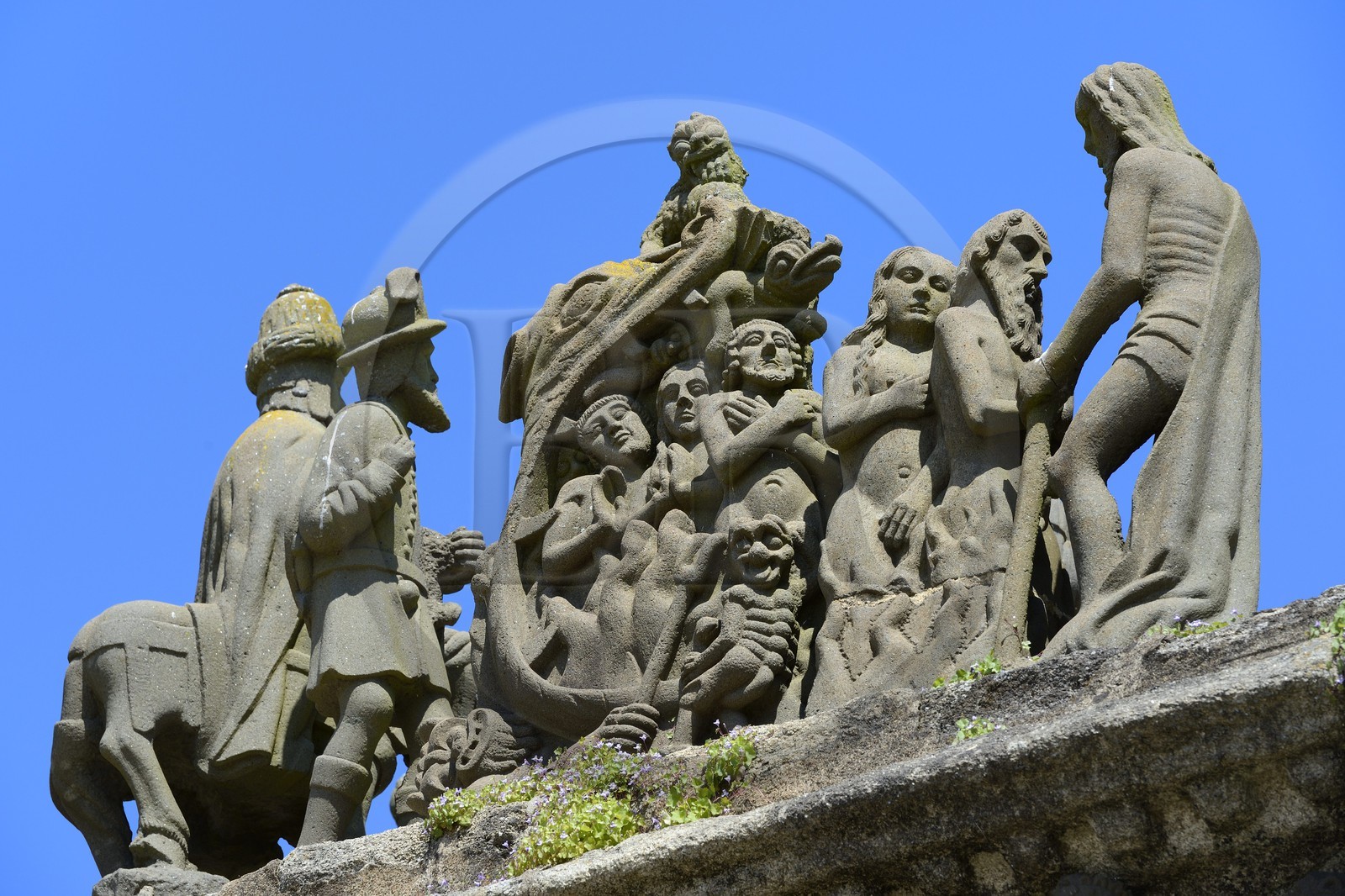 France, Finistère (29), Pleyben, le calvaire dans l'enclos paroissial