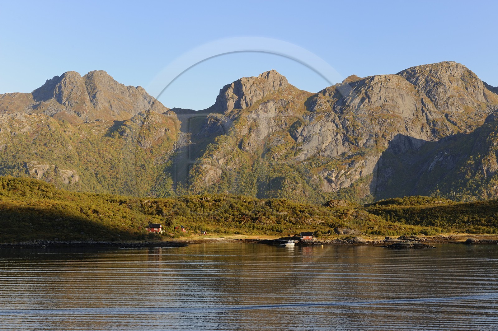 Norway, Nordland County, Raftsundet Strait separating Austvagoy Island in Lofoten Islands of Hinnoya Island
