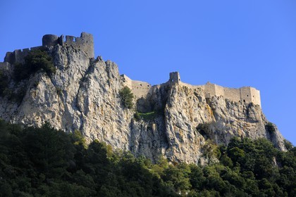 France, Aude (11), Pays Cathare, le château de Peyrepertuse du XIIe siecle