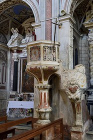 France, Haute Corse, Castagniccia, Piedicroce, Saint Peter and Saint Paul church (Saint-Pierre-et-Saint-Paul), preaching pulpit