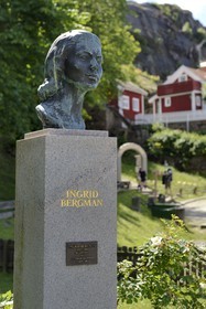 Suède, Västra Götaland, Fjällbacka, statue de Ingrid Bergman