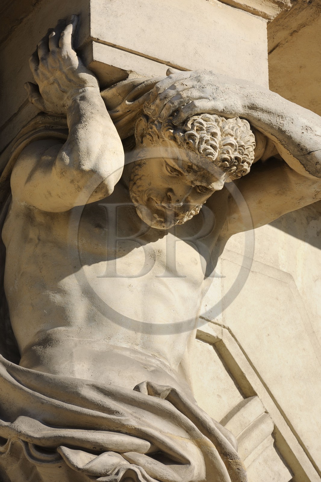 France, Herault, Montpellier, atlas from a 19th century building on Foch Street