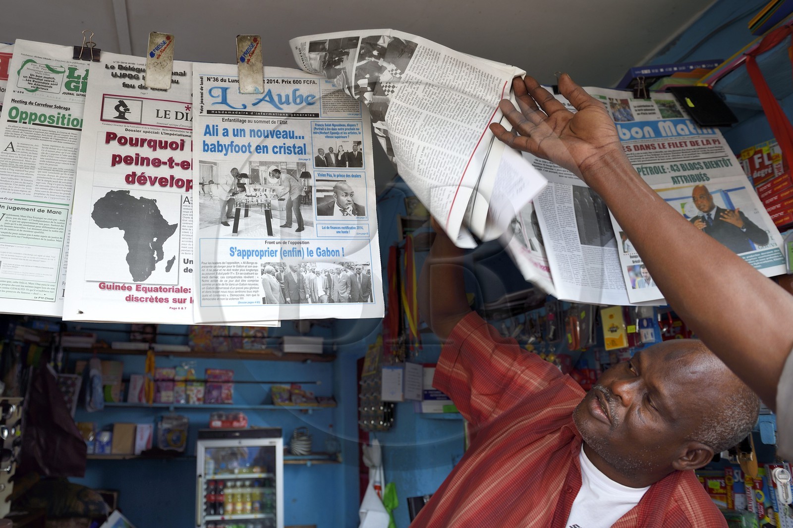 Gabon, Libreville, Port Mole, newsstand