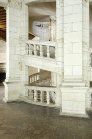 France, Loir et Cher (41), Vallée de la Loire classée Patrimoine Mondial de l' UNESCO, château de Chambord, l'escalier à double révolution attribué à Léonard de Vinci