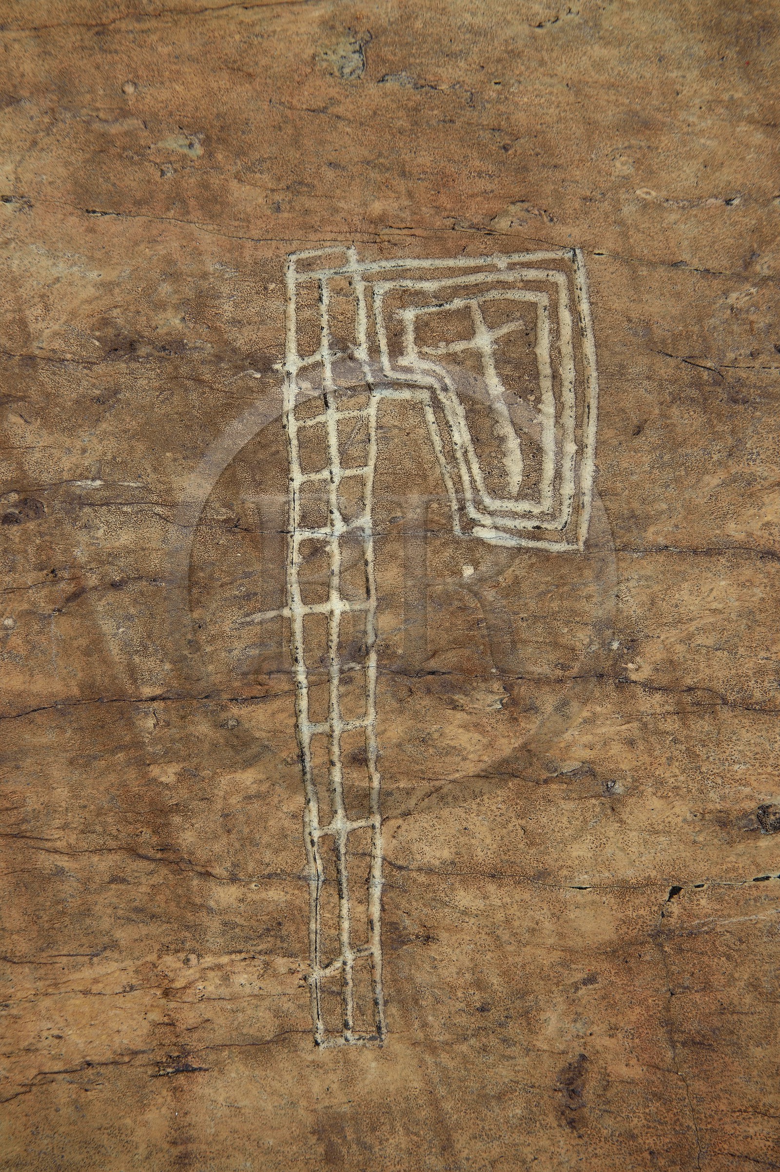 France, Alpes-Maritimes (06), parc national du Mercantour, Vallée des Merveilles, gravure d'une hache probablement d'une époque historique