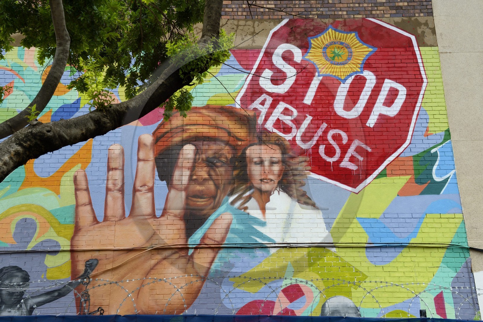 South Africa, Gauteng Province, Johannesburg, CBD (Central Business District), Newtown, murals in Miriam Makeba street