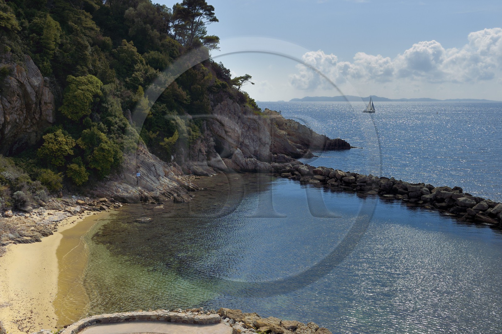 France, Var, Bormes les Mimosas, Brégancon Fort beach, official residence of the President of the Republic