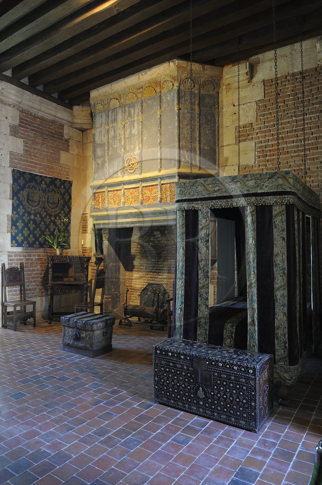 France, Loir-et-Cher (41), Vallée de la Loire classée Patrimoine Mondial de l'UNESCO, château de Chaumont-sur-Loire, chambre de Ruggieri