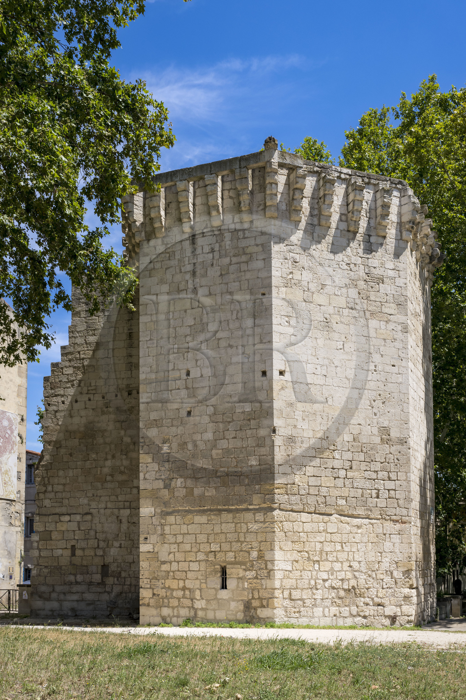 France, Bouches du Rhone, Arles, the medieval ramparts at the corner of Boulevard Georges Clemenceau