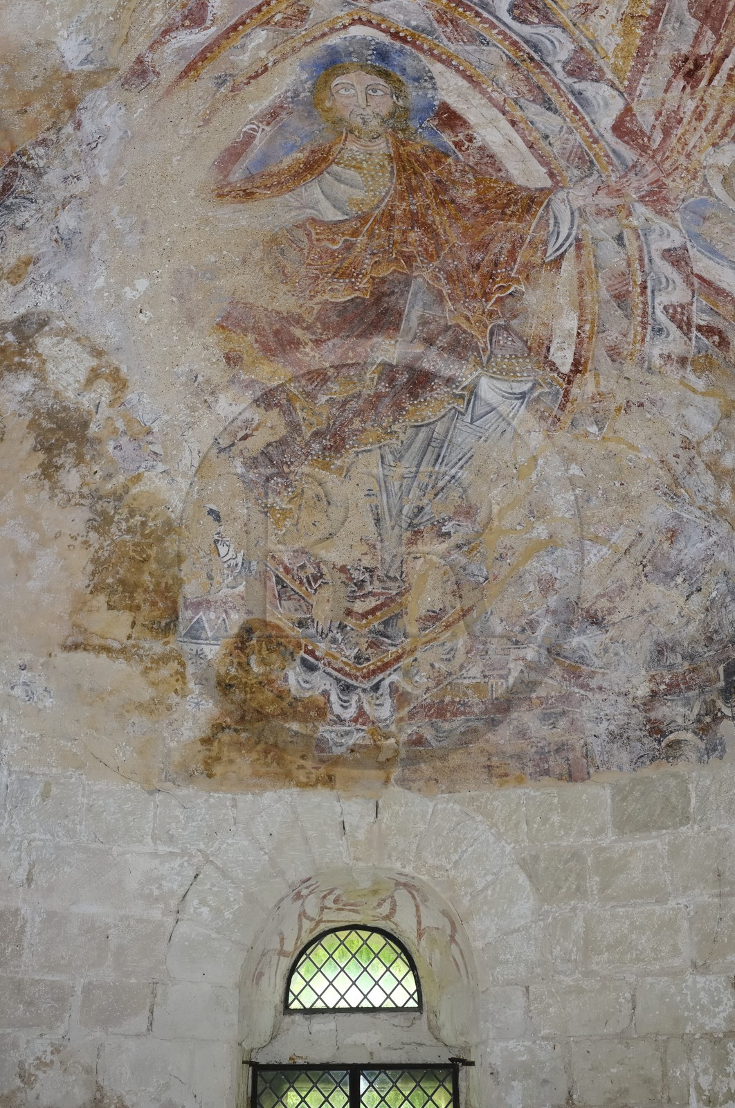 France, Loir-et-Cher (41), Montoire-sur-le-Loir, la chapelle Saint-Gilles, fresques romanes réalisées entre le XIe et le XIIIe siècle