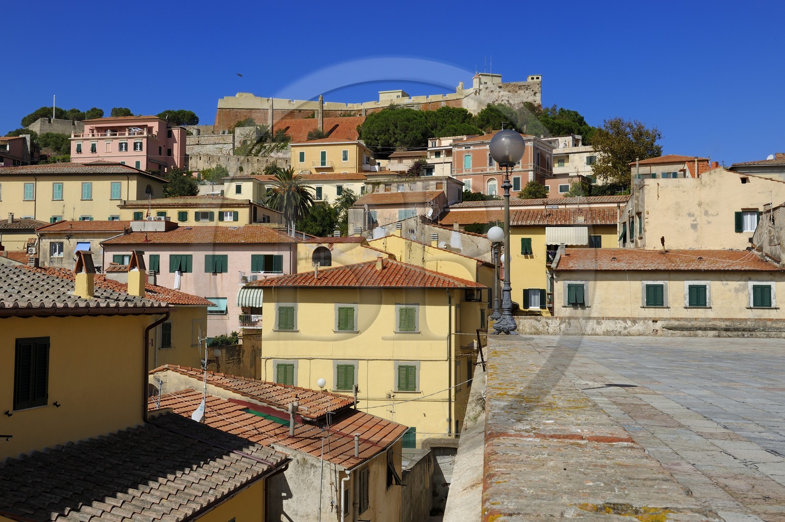 Italy, Tuscany, Elba Island, Portoferraio and the Medici fortifications at height