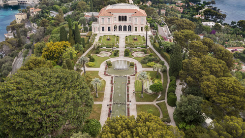 France, Alpes-Maritimes, Saint Jean Cap Ferrat, Villa and Gardens Ephrussi de Rothschild (aerial view)