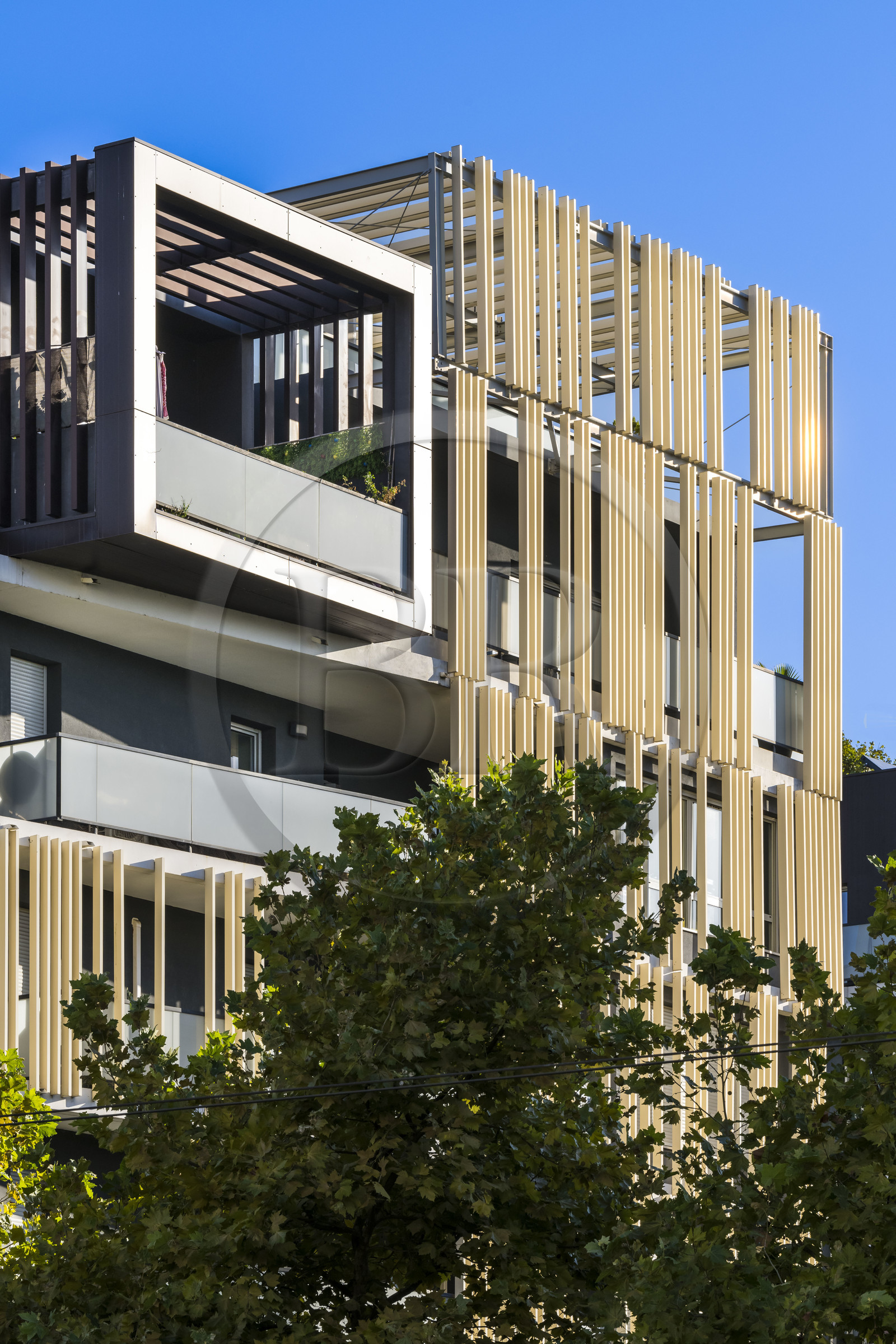 France, Herault, Montpellier, Port Marianne district, building on avenue Raymond Dugrand
