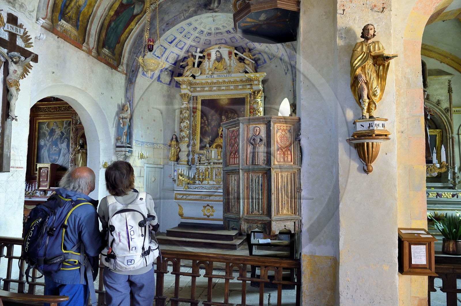 France, Cantal, step on the Way of St. James to Santiago de Compostela by Via Arverna, Neussargues-Moissac, 12th century Saint-Hilaire church