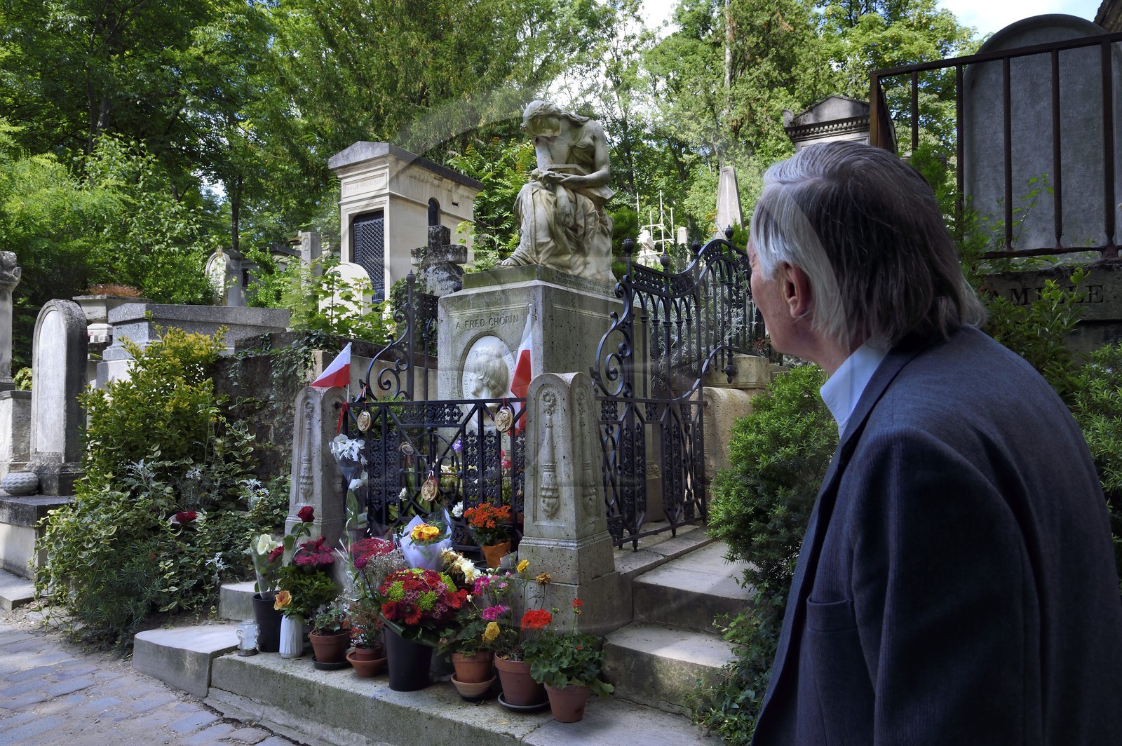 France, Paris (75), cimetière du Père-Lachaise, la tombe de Frédéric Chopin et sa pleureuse
