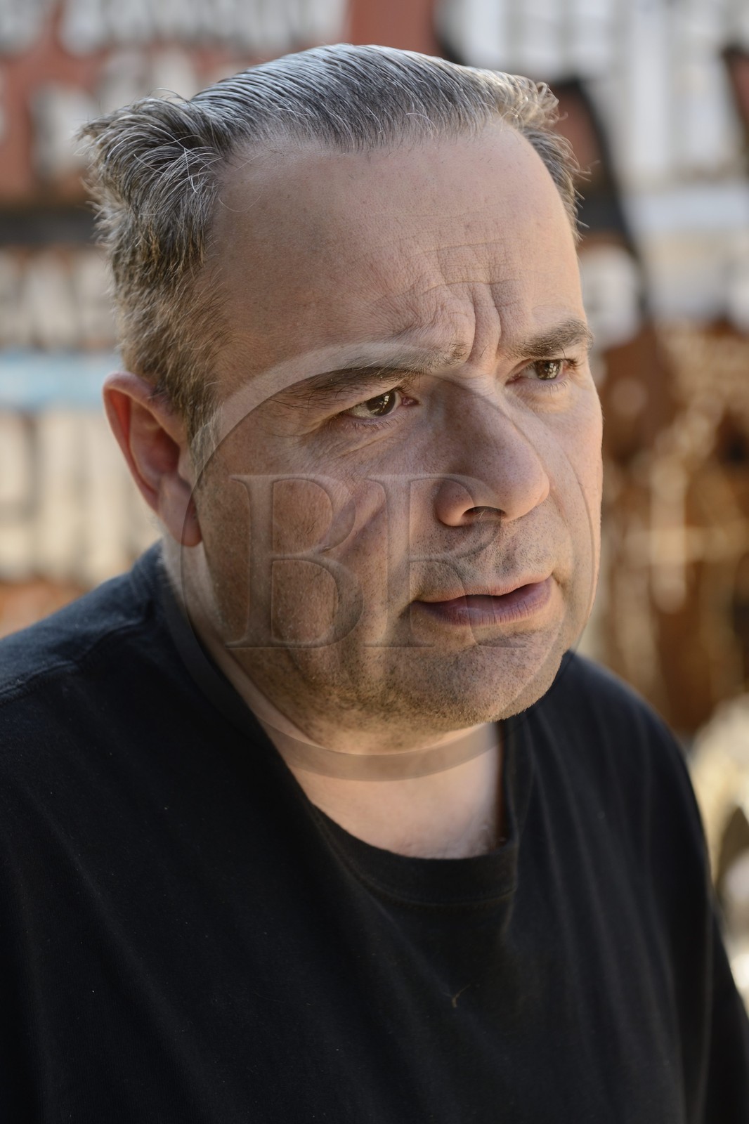 France, Rhone, Saint-Romain-au-Mont-d'Or, the Abode of Chaos (la Demeure du Chaos), the artwork is based around the endless transformation of the artist Thierry Ehrmann's 17th century home into a replica war zone at the image of this world, portrait of Thierry Ehrmann also CEO and founder of Artprice and the Server group