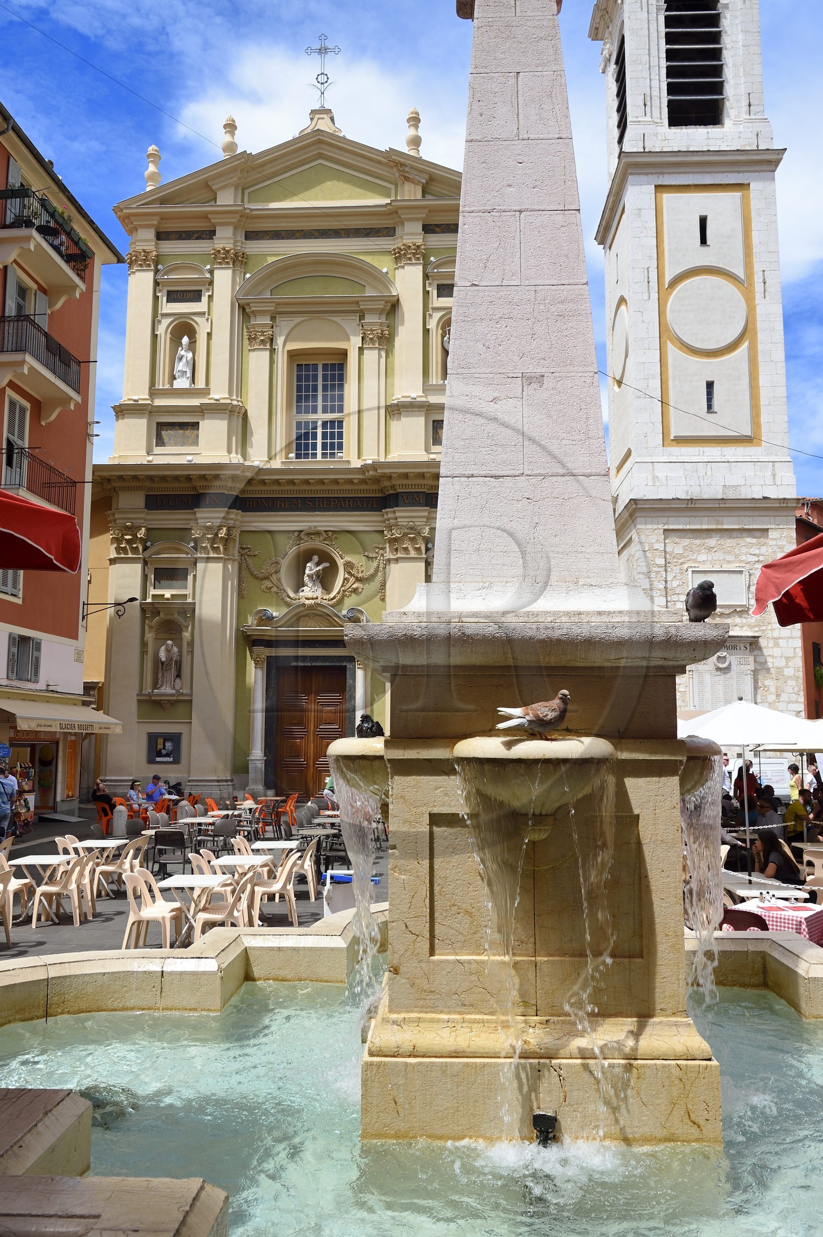 France, Alpes-Maritimes, Nice, Old Town, Sainte-Reparate (St. Reparata) cathedral and place Rossetti