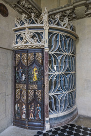France, Paris (75), Musée de Cluny - Musée national du Moyen-Age, la chapelle de style Gothique flamboyant