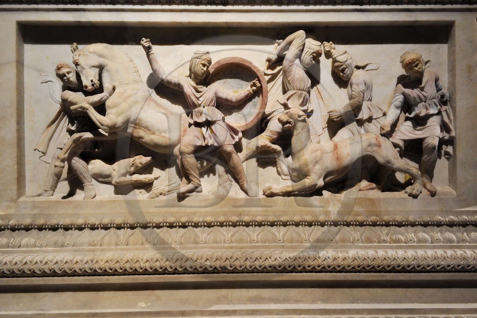 Turkey, Istanbul, historical centre listed as World Heritage by UNESCO, Archaeological Museums of Istanbul attached to Topkapi Palace, Alexander Sarcophagus in marble, dated of the end of the 4th century BC