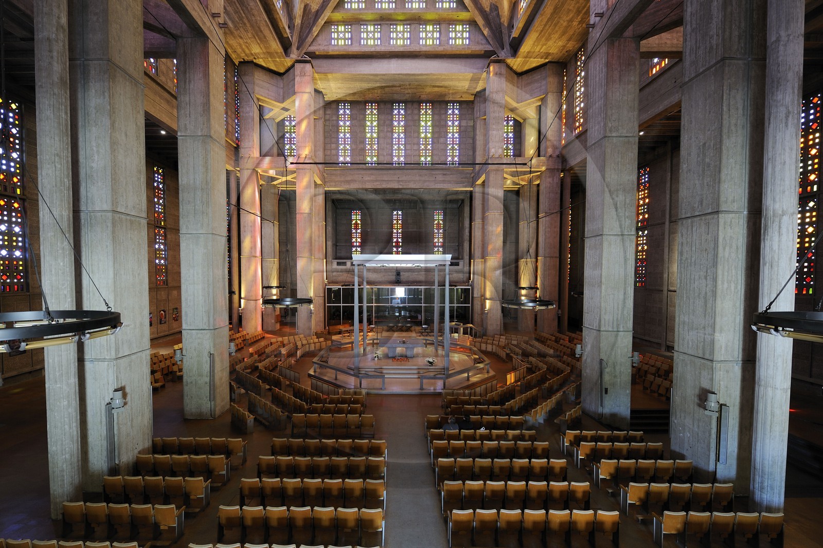 France, Seine-Maritime (76), Le Havre, Centre-ville reconstruit du Havre par Auguste Perret classé Patrimoine Mondial de l'UNESCO, Eglise Saint-Joseph, la nef